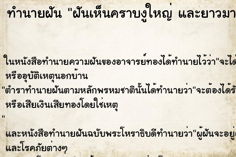 ทำนายฝัน ฝันเห็นคราบงูใหญ่ และยาวมาก 